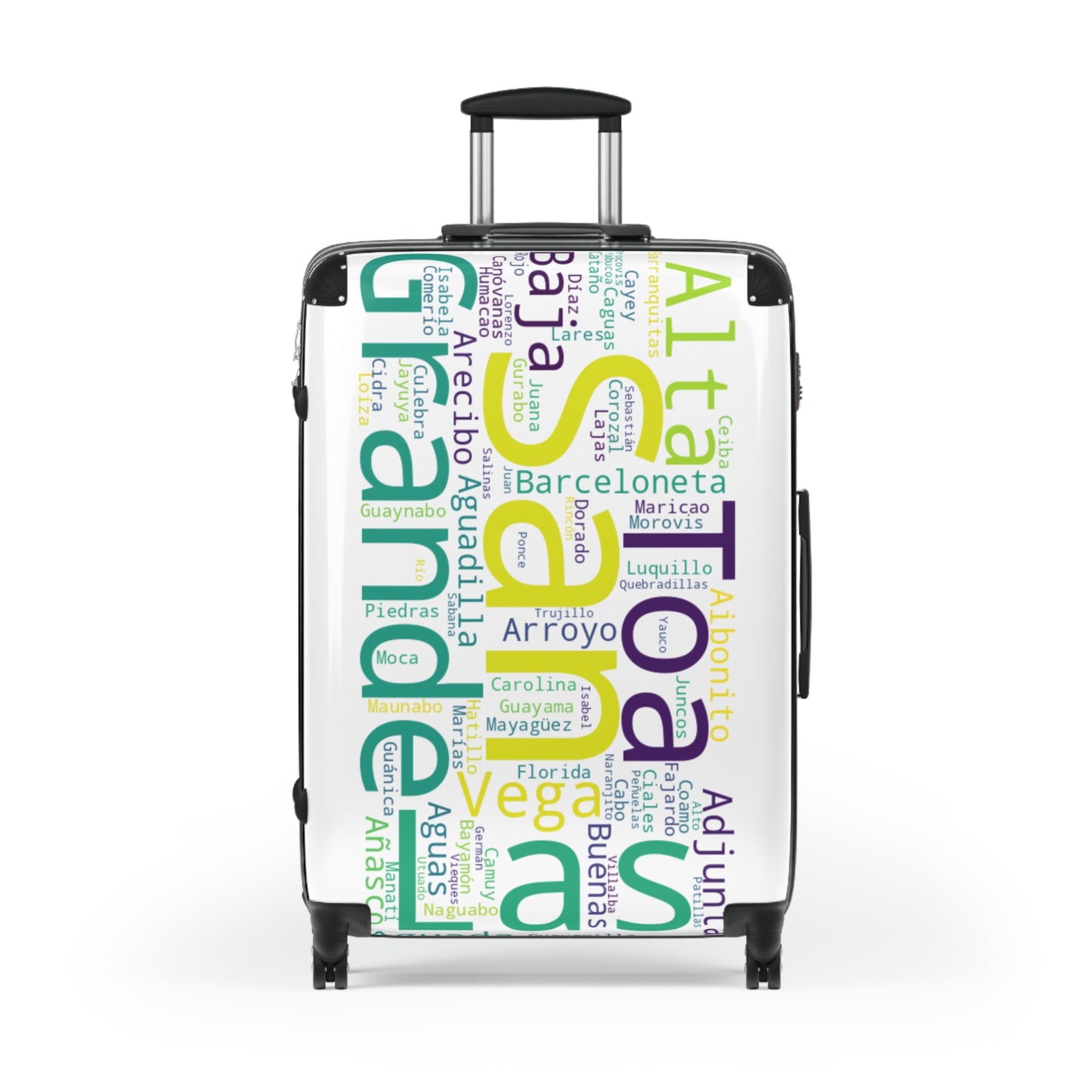 White Municipalities Of Puerto Rico Suitcase - Maleta Blanca Con Los Municipios De Puerto Rico