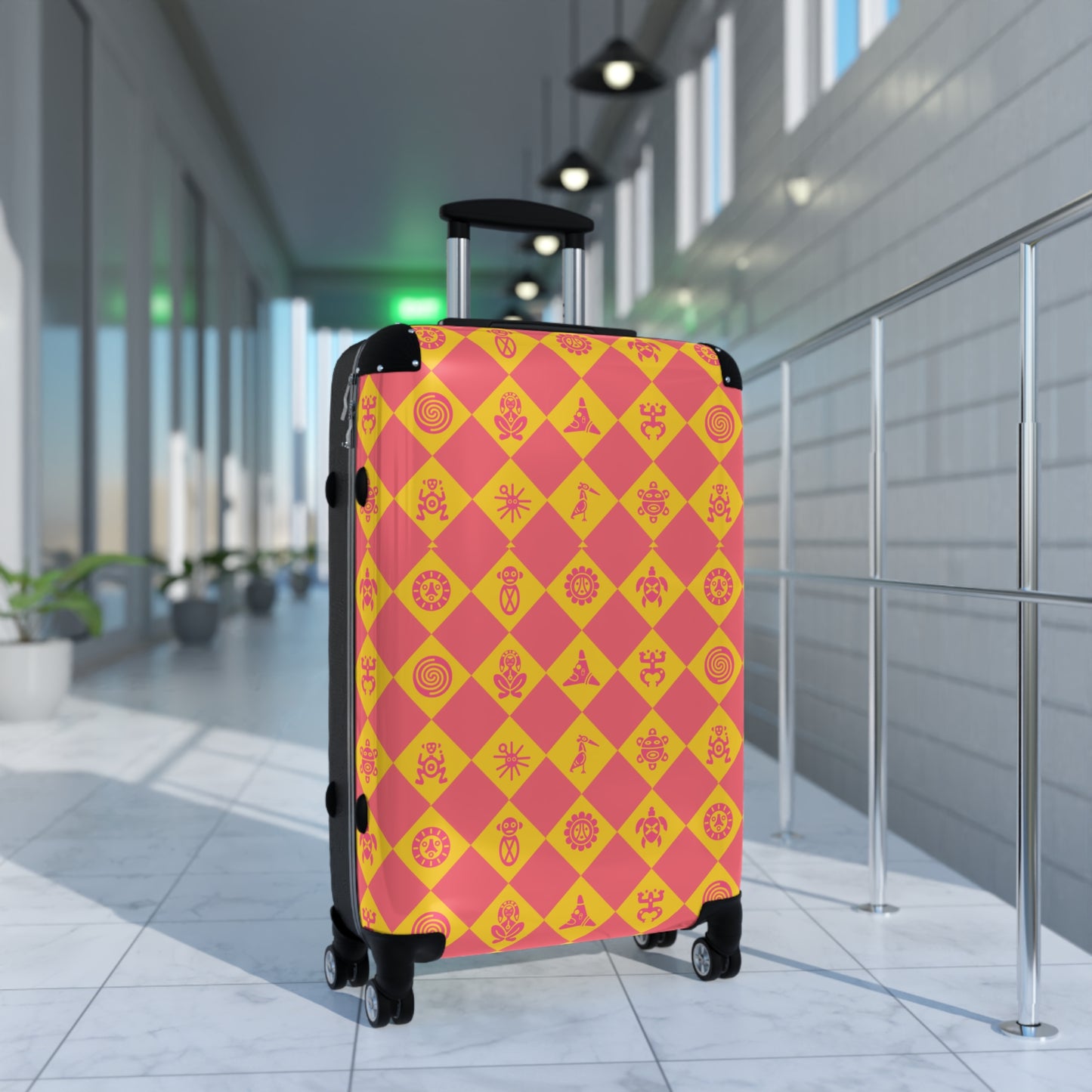 Orange Sherbert Taino Symbols Puerto Rico Suitcase - Maleta Con Simbolos Tainos de Puerto Rico