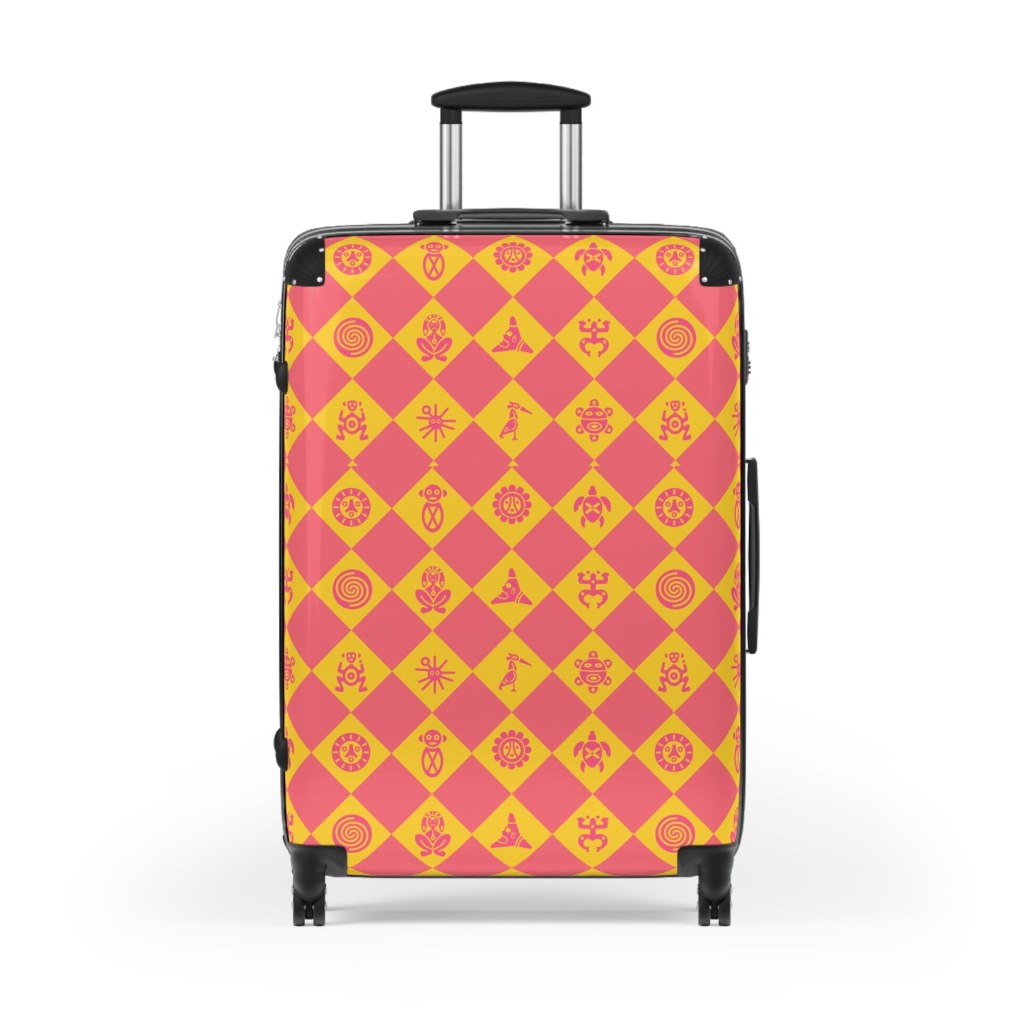 Orange Sherbert Taino Symbols Puerto Rico Suitcase - Maleta Con Simbolos Tainos de Puerto Rico