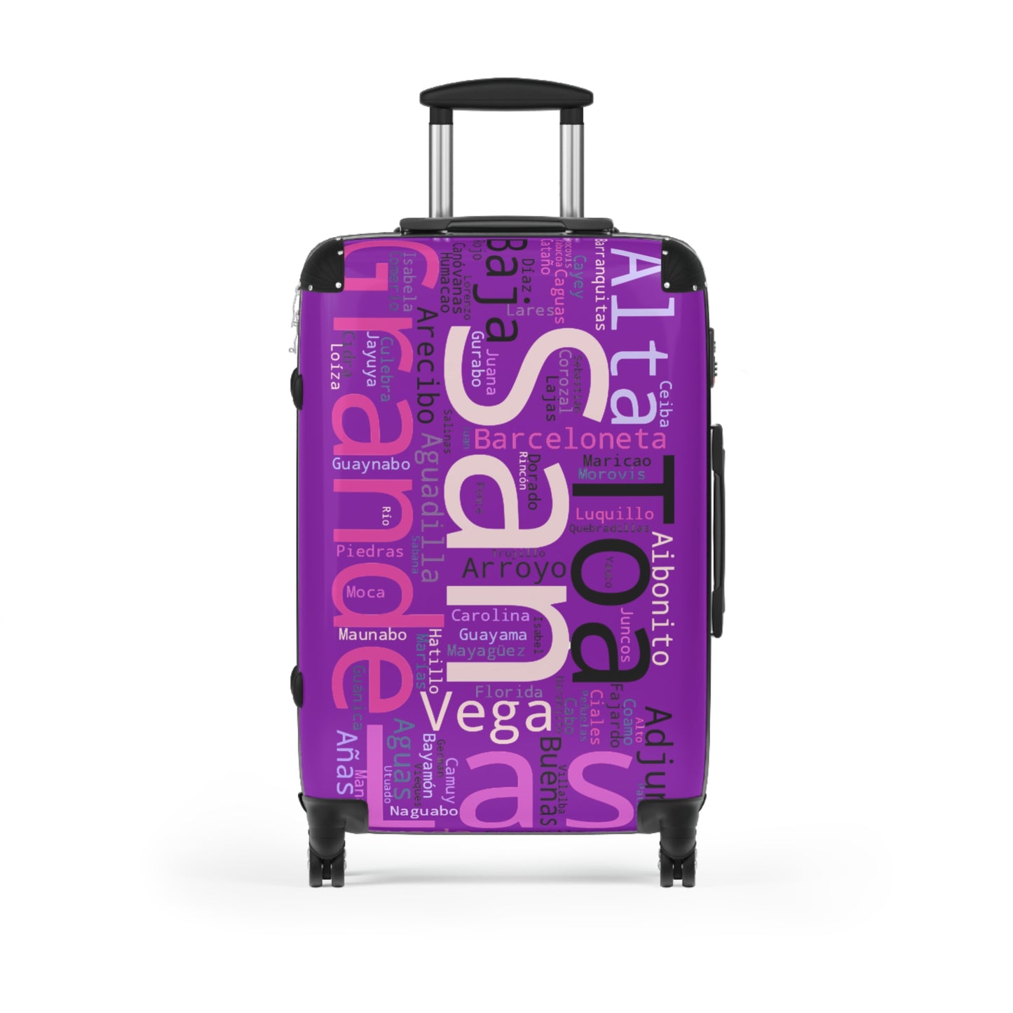 Purple Puerto Rico Suitcase - Maleta Con los Municipios de Puerto Rico