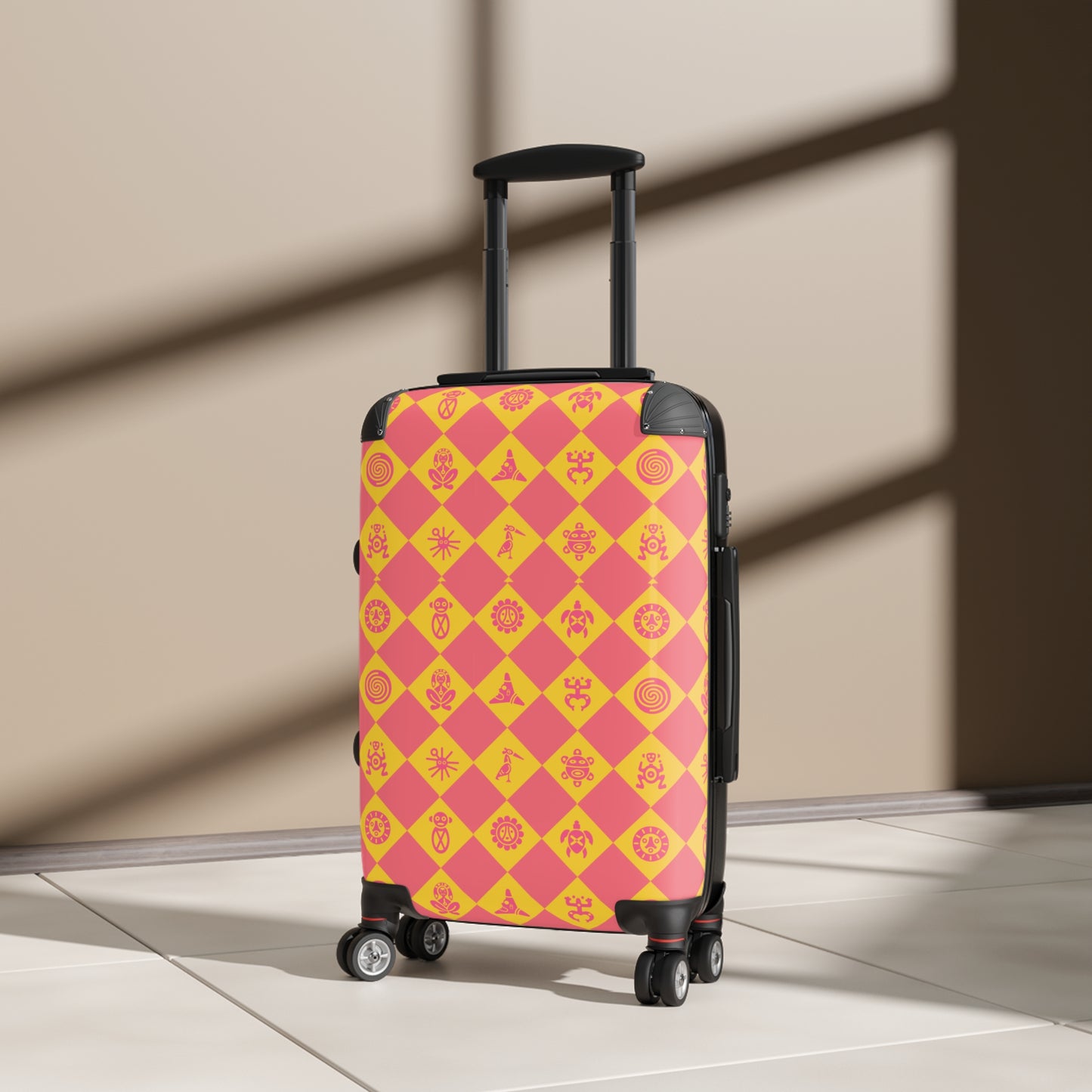 Orange Sherbert Taino Symbols Puerto Rico Suitcase - Maleta Con Simbolos Tainos de Puerto Rico