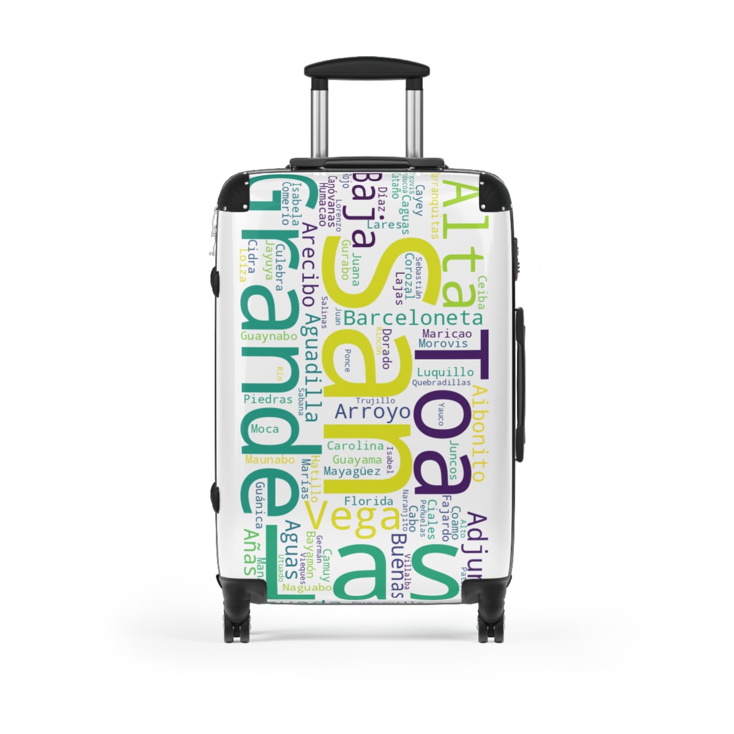 White Municipalities Of Puerto Rico Suitcase - Maleta Blanca Con Los Municipios De Puerto Rico