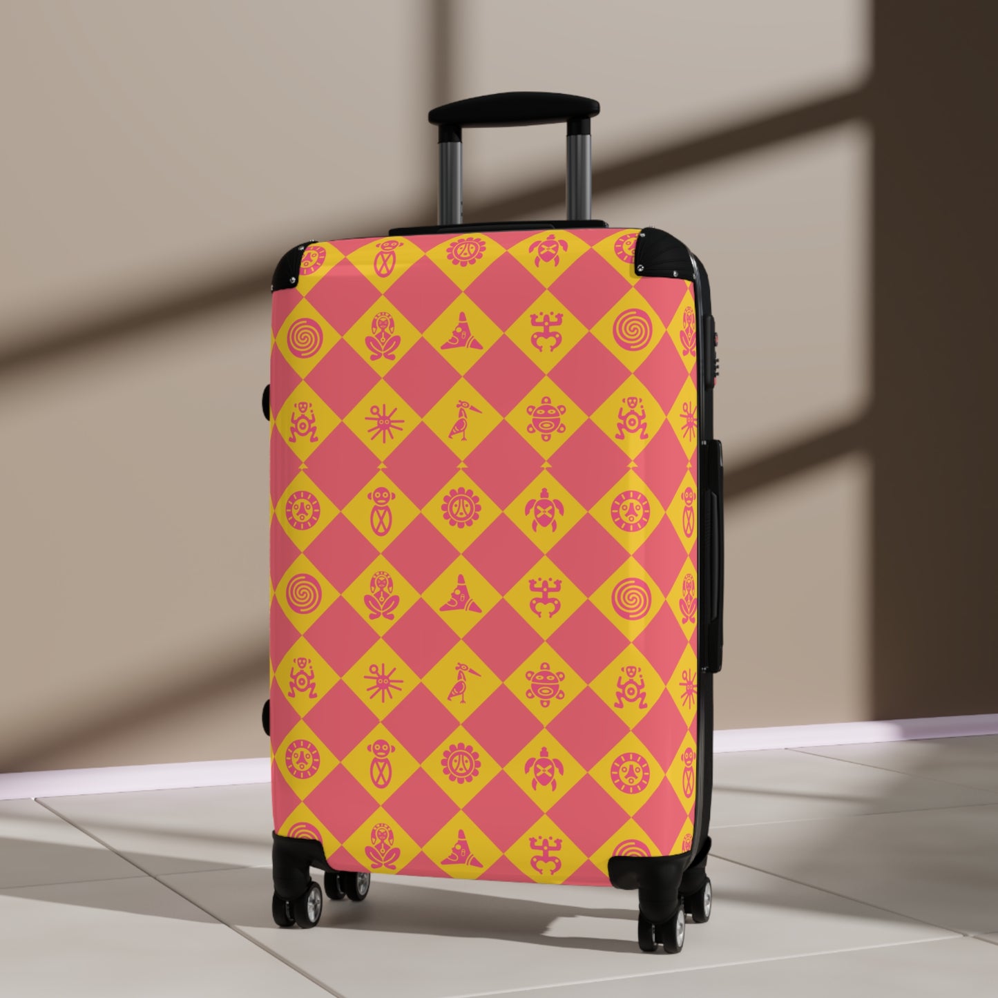Orange Sherbert Taino Symbols Puerto Rico Suitcase - Maleta Con Simbolos Tainos de Puerto Rico