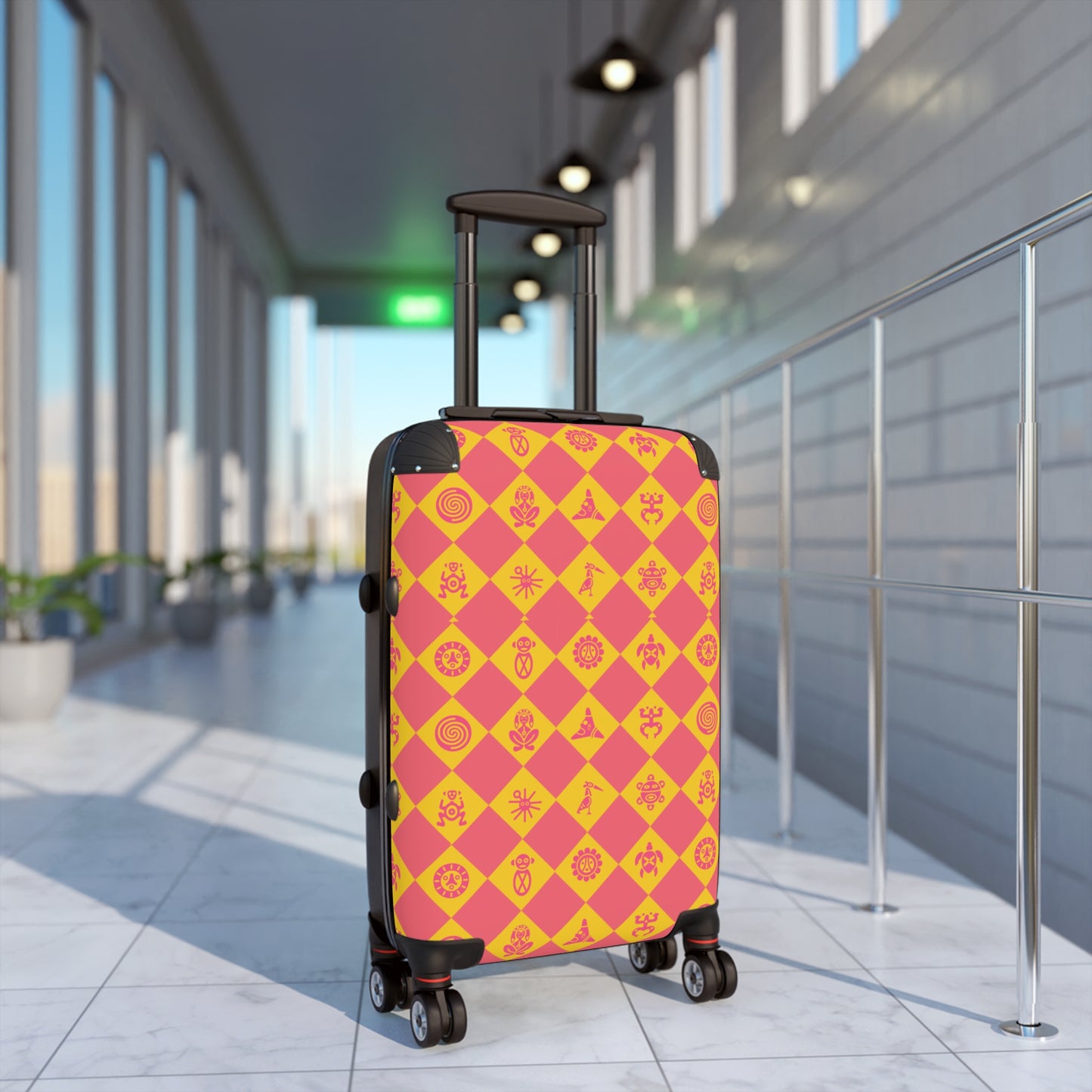 Orange Sherbert Taino Symbols Puerto Rico Suitcase - Maleta Con Simbolos Tainos de Puerto Rico