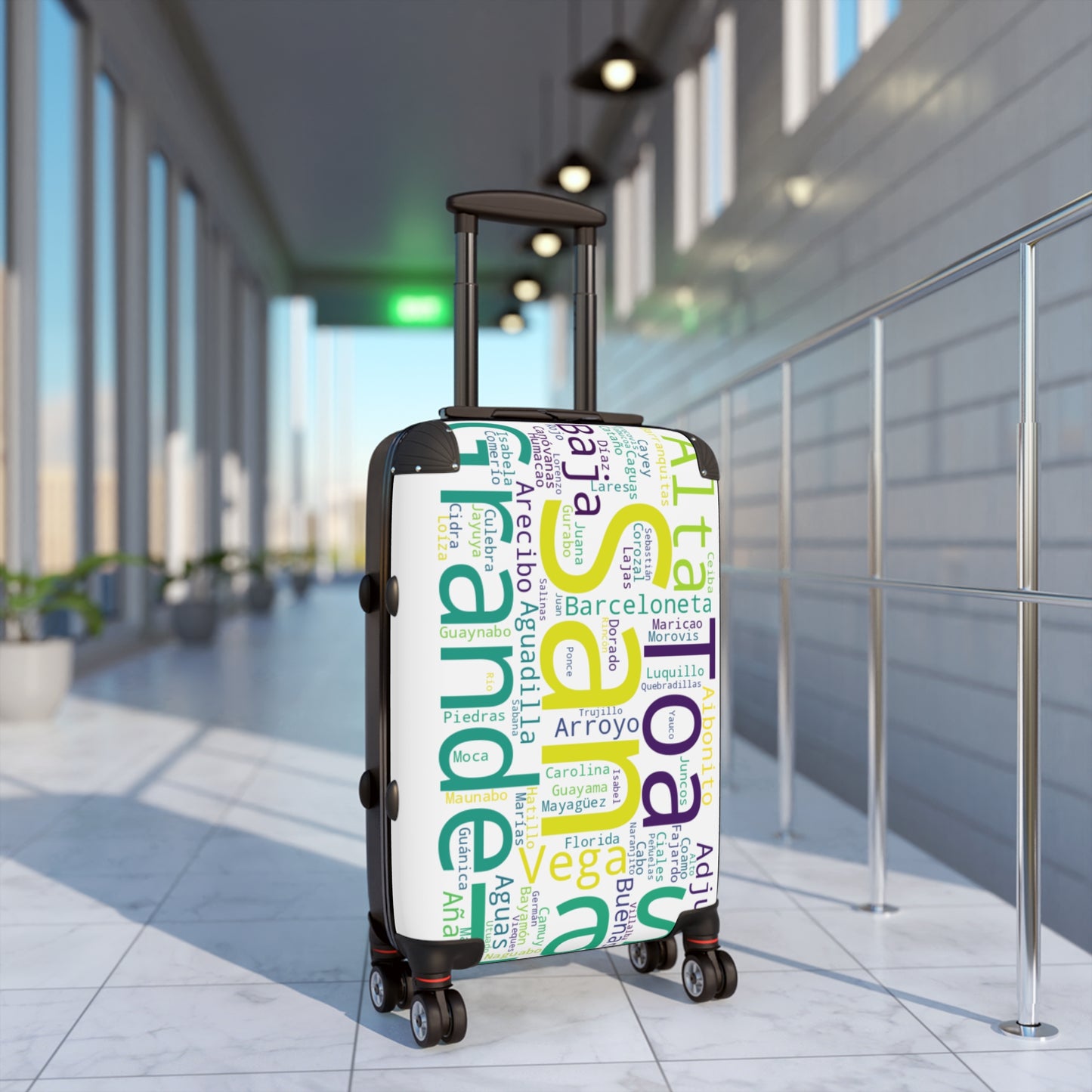 White Municipalities Of Puerto Rico Suitcase - Maleta Blanca Con Los Municipios De Puerto Rico