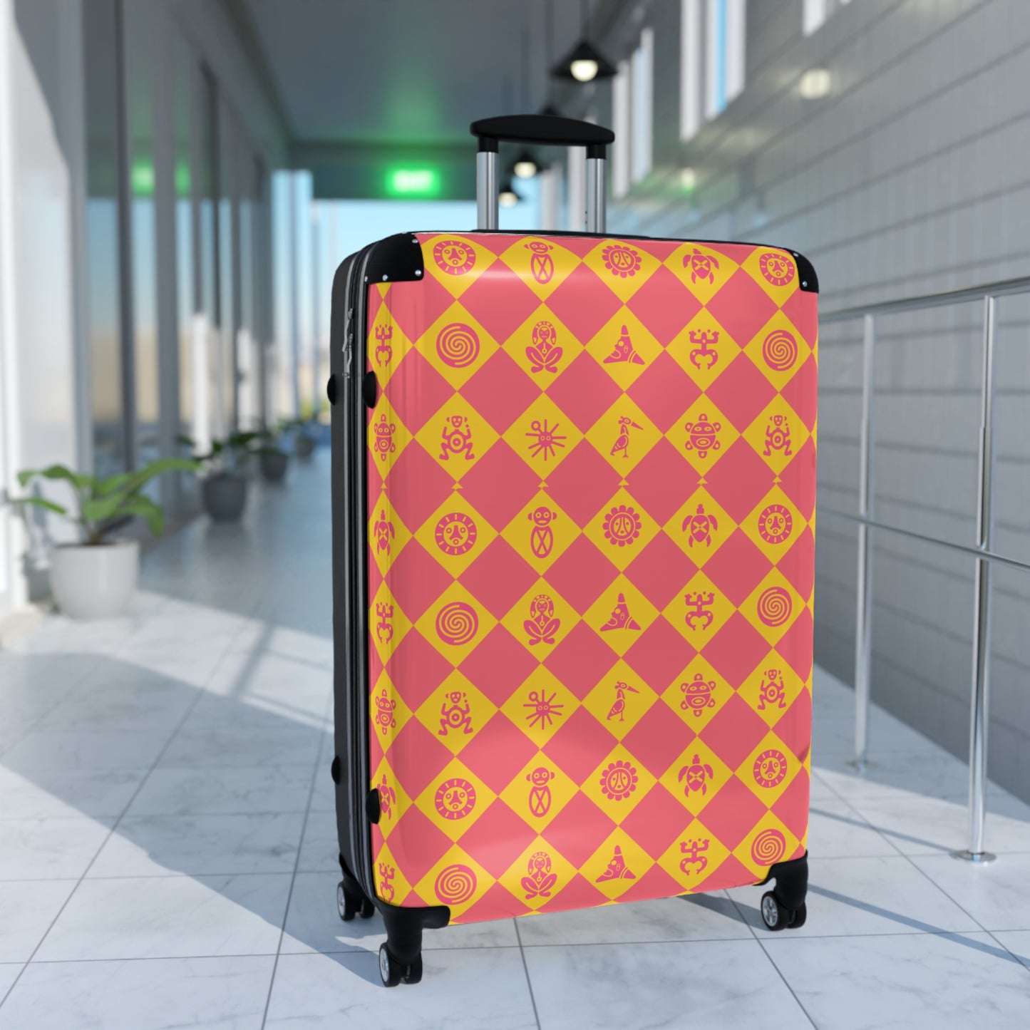 Orange Sherbert Taino Symbols Puerto Rico Suitcase - Maleta Con Simbolos Tainos de Puerto Rico