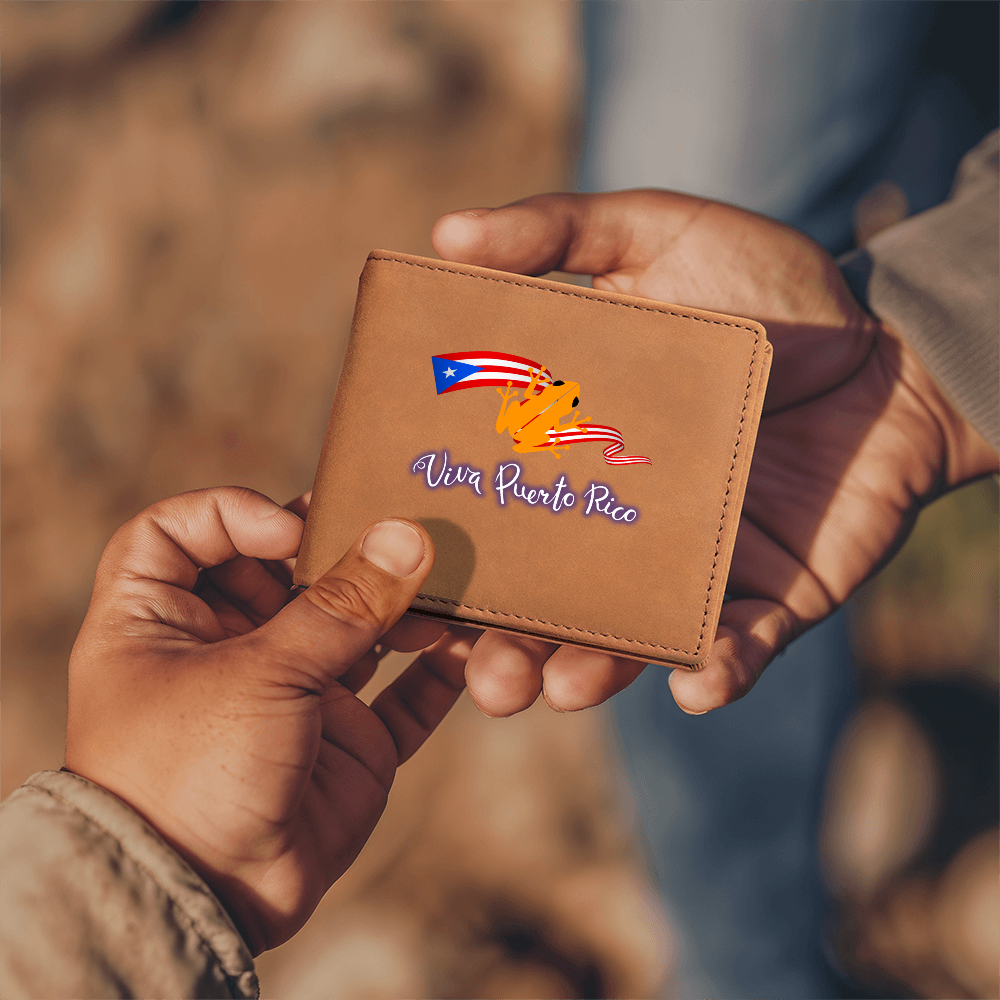 Cartera Para Hombres Viva Puerto Rico - Bandera Y Coqui De Puerto Rico - Men's Leather Wallet - Viva Puerto Rico Coqui And Flag