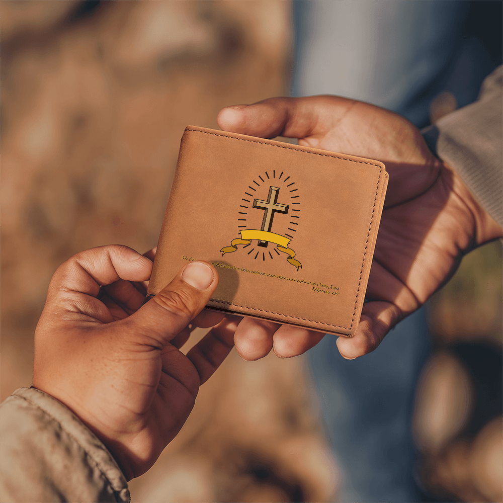 Billetera Con Verso Biblico: Mi Dios, pues, suplirá todo lo os falta conforme a sus riquezas en gloria en Cristo Jesús