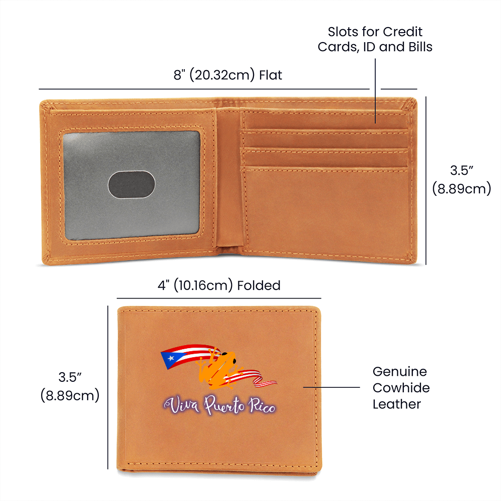 Cartera Para Hombres Viva Puerto Rico - Bandera Y Coqui De Puerto Rico - Men's Leather Wallet - Viva Puerto Rico Coqui And Flag