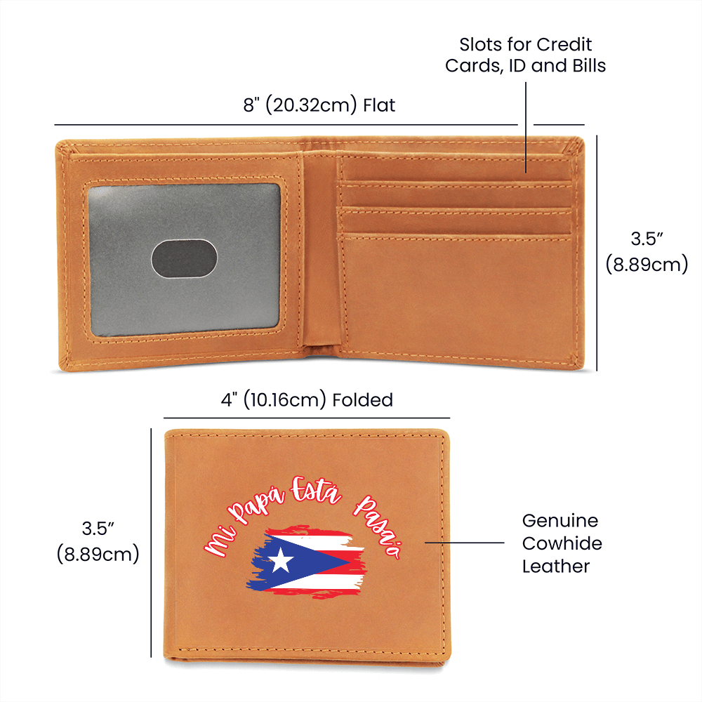 Cartera Para Hombres Mi Papa Esta Pasao - Bandera De Puer to Rico - Men's Leather Wallet - Puerto Rico Flag