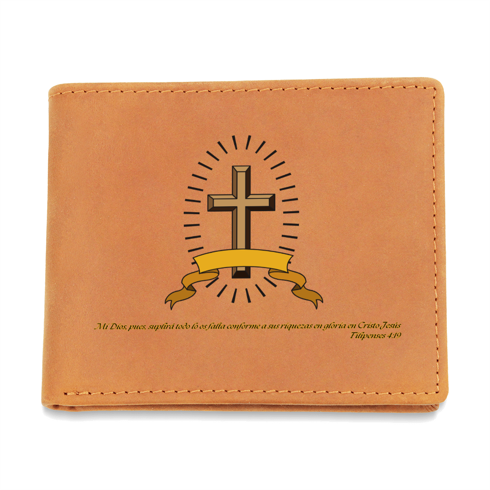 Billetera Con Verso Biblico: Mi Dios, pues, suplirá todo lo os falta conforme a sus riquezas en gloria en Cristo Jesús
