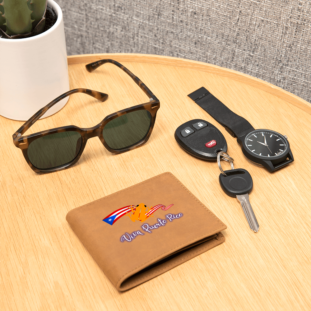 Cartera Para Hombres Viva Puerto Rico - Bandera Y Coqui De Puerto Rico - Men's Leather Wallet - Viva Puerto Rico Coqui And Flag