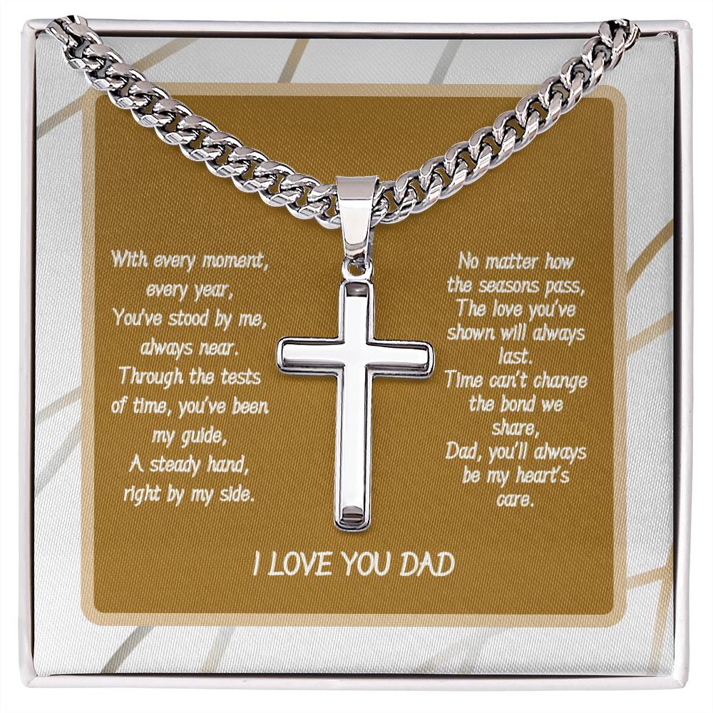 I Love You Dad- Cuban Chain With Cross Necklace