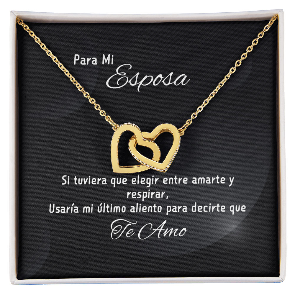 Para Mi Esposa Collar De Corazones Entrelazados - Usaría Mi Ultimo Aliento Para Decir Te Amo