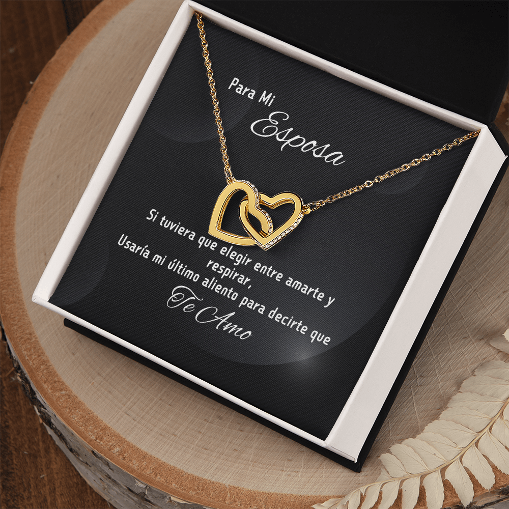 Para Mi Esposa Collar De Corazones Entrelazados - Usaría Mi Ultimo Aliento Para Decir Te Amo