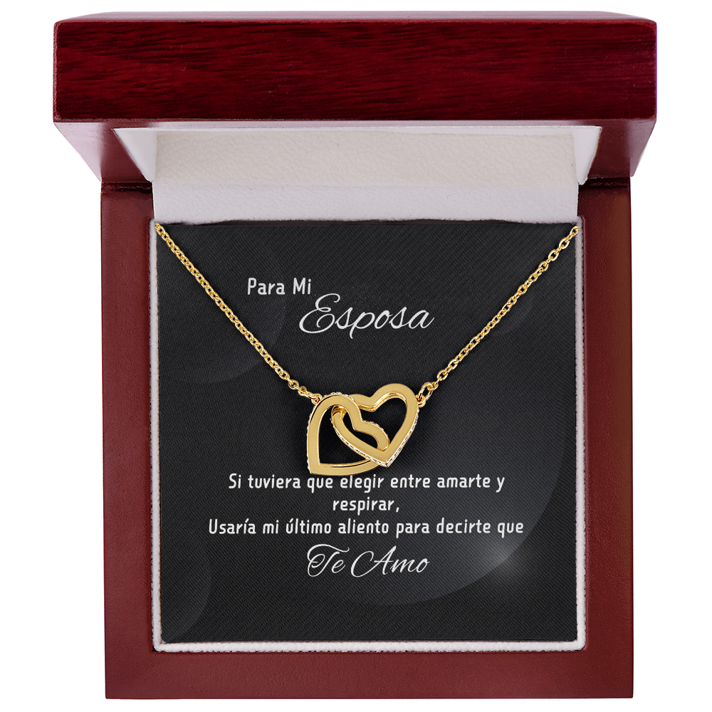 Para Mi Esposa Collar De Corazones Entrelazados - Usaría Mi Ultimo Aliento Para Decir Te Amo