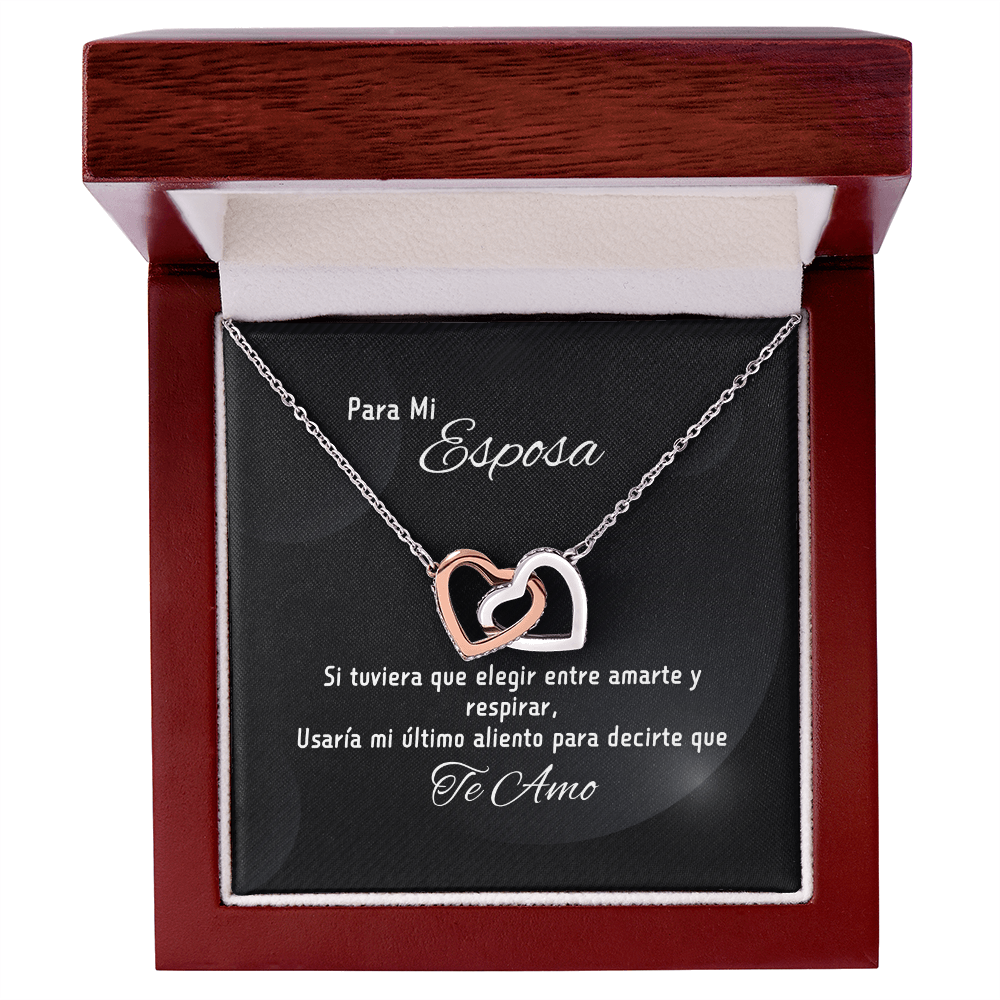 Para Mi Esposa Collar De Corazones Entrelazados - Usaría Mi Ultimo Aliento Para Decir Te Amo