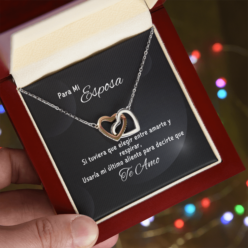 Para Mi Esposa Collar De Corazones Entrelazados - Usaría Mi Ultimo Aliento Para Decir Te Amo