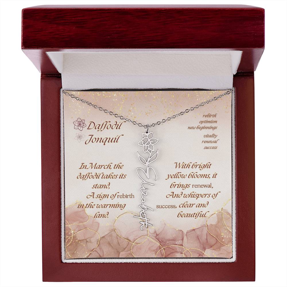 Custom Birth Flower Name Necklace- March