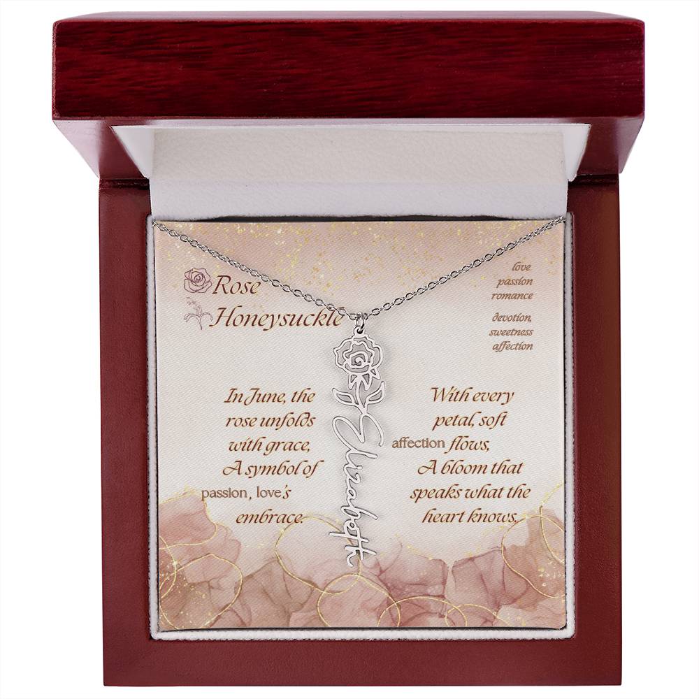 Custom Birth Flower Name Necklace- June