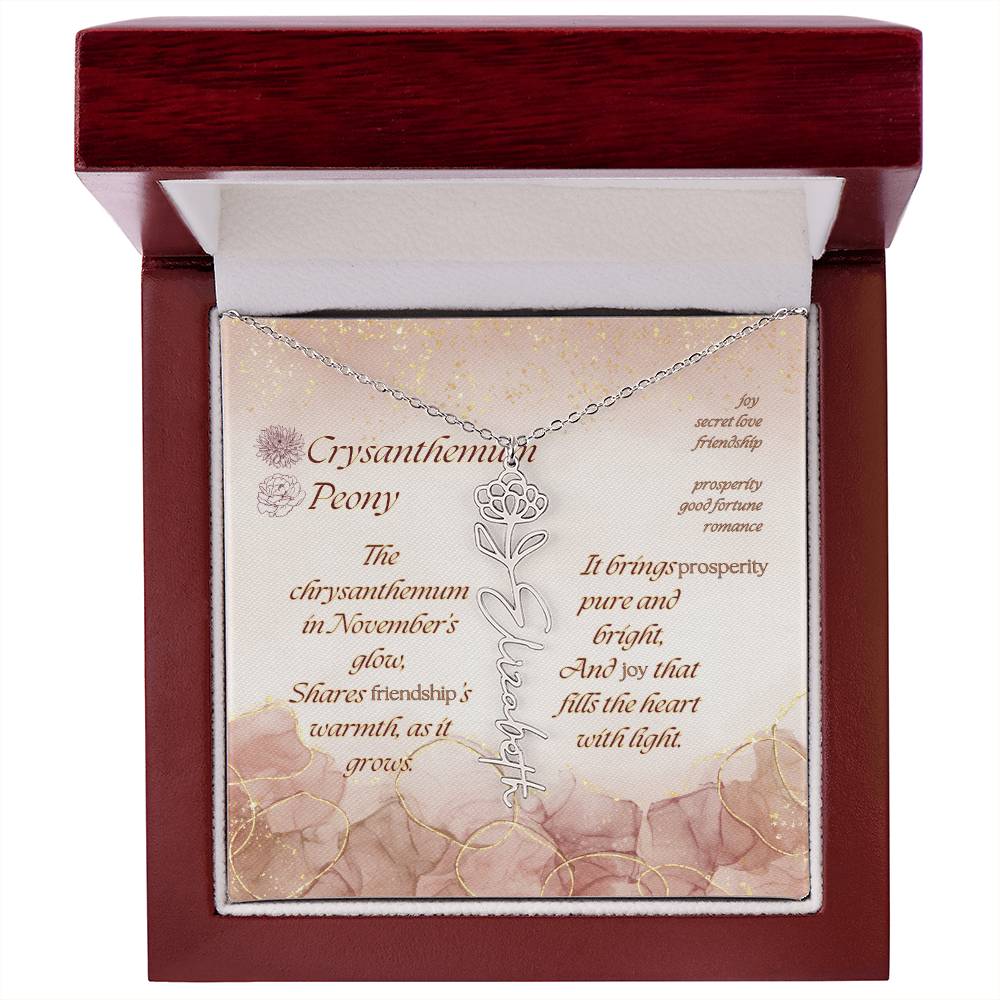 Custom Birth Flower Name Necklace- November