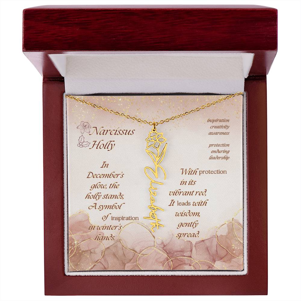 Custom Birth Flower Name Necklace- December