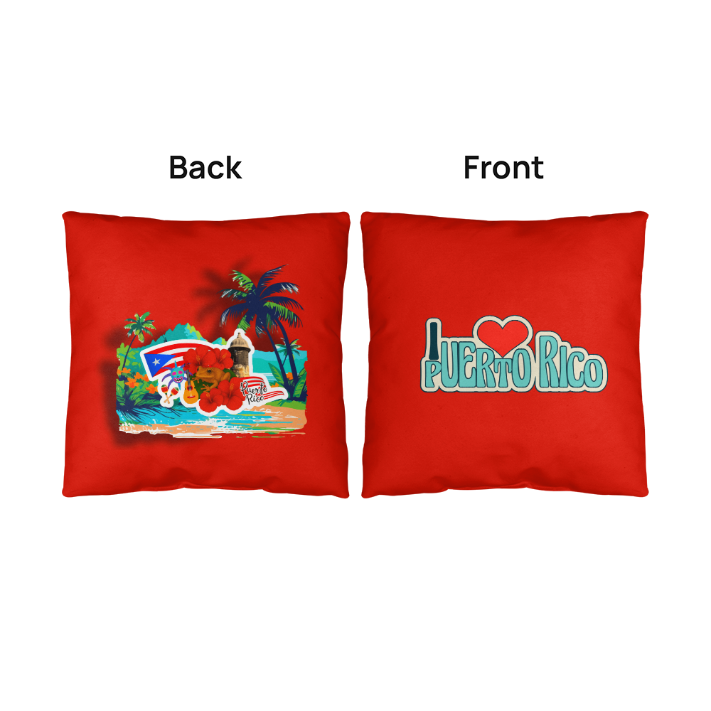 - Almohada Decorativa Para Adentro o Afuera Yo <3 Puerto Rico - I <3 Puerto Rico Decorative Indoor/Outdoor Pillow - Red