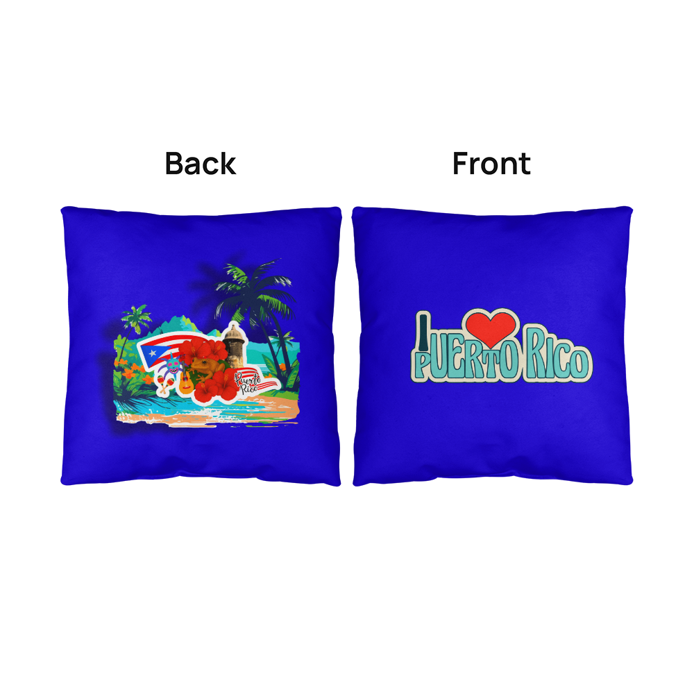 Almohada Decorativa Para Adentro o Afuera Yo <3 Puerto Rico - I <3 Puerto Rico Decorative Indoor/Outdoor Pillow - Blue