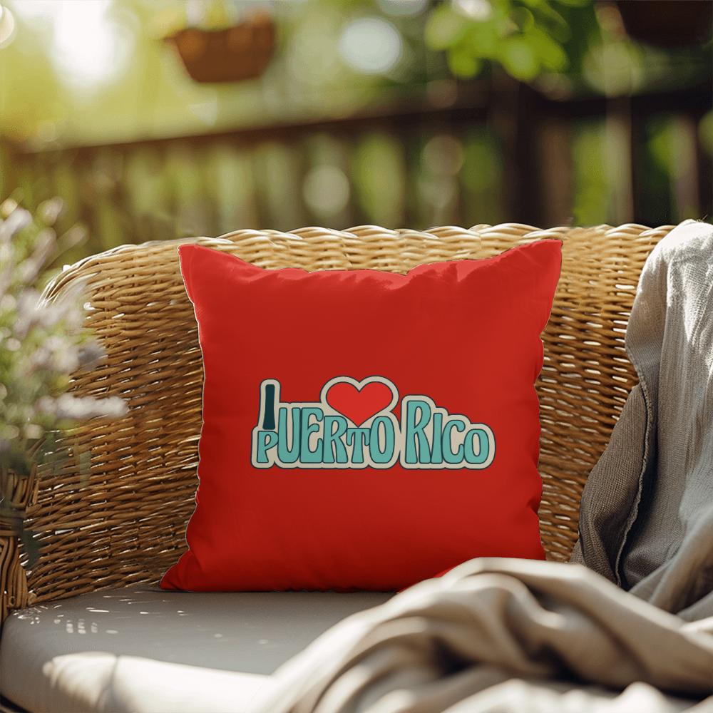 - Almohada Decorativa Para Adentro o Afuera Yo <3 Puerto Rico - I <3 Puerto Rico Decorative Indoor/Outdoor Pillow - Red
