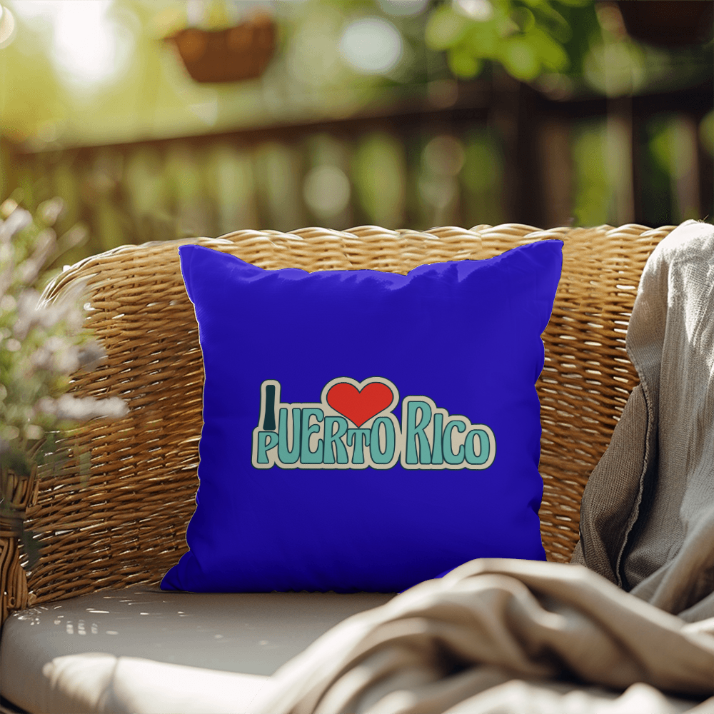 Almohada Decorativa Para Adentro o Afuera Yo <3 Puerto Rico - I <3 Puerto Rico Decorative Indoor/Outdoor Pillow - Blue