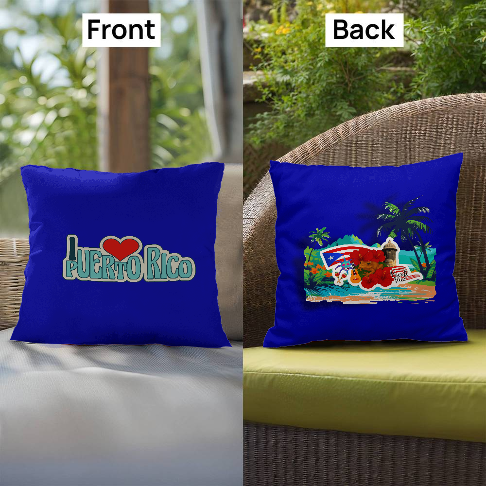 Almohada Decorativa Para Adentro o Afuera Yo <3 Puerto Rico - I <3 Puerto Rico Decorative Indoor/Outdoor Pillow - Blue