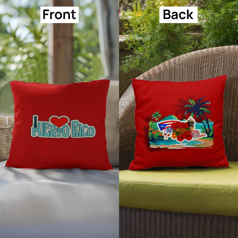 - Almohada Decorativa Para Adentro o Afuera Yo <3 Puerto Rico - I <3 Puerto Rico Decorative Indoor/Outdoor Pillow - Red