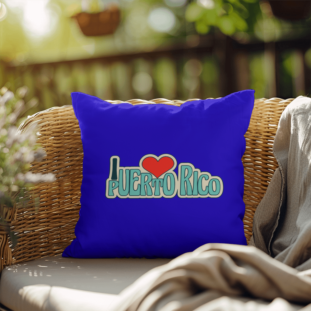 Almohada Decorativa Para Adentro o Afuera Yo <3 Puerto Rico - I <3 Puerto Rico Decorative Indoor/Outdoor Pillow - Blue