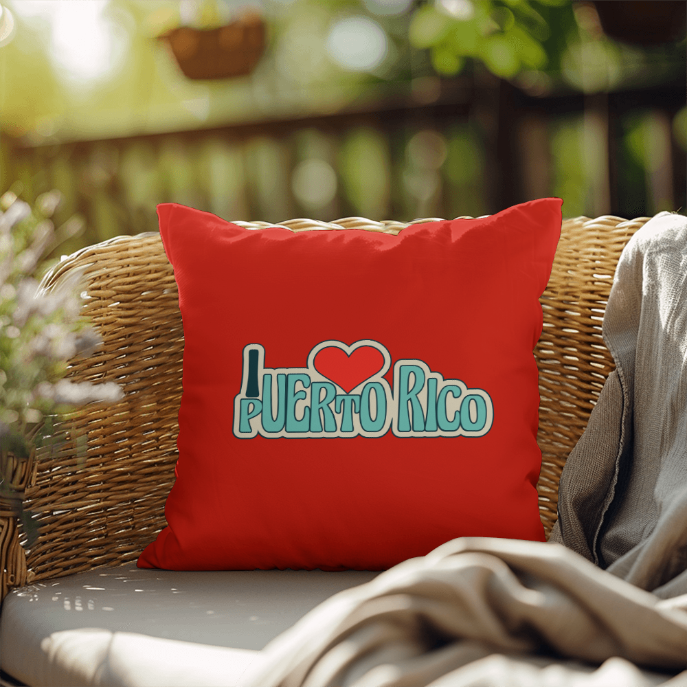 - Almohada Decorativa Para Adentro o Afuera Yo <3 Puerto Rico - I <3 Puerto Rico Decorative Indoor/Outdoor Pillow - Red