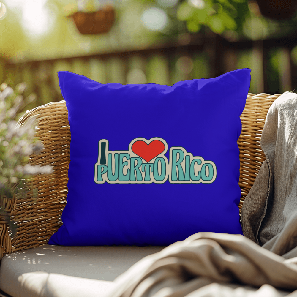 Almohada Decorativa Para Adentro o Afuera Yo <3 Puerto Rico - I <3 Puerto Rico Decorative Indoor/Outdoor Pillow - Blue