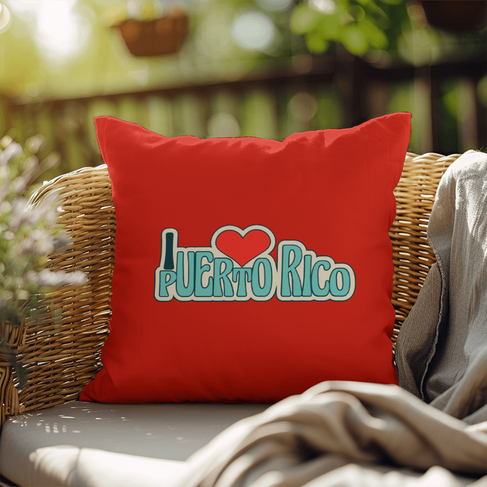 - Almohada Decorativa Para Adentro o Afuera Yo <3 Puerto Rico - I <3 Puerto Rico Decorative Indoor/Outdoor Pillow - Red