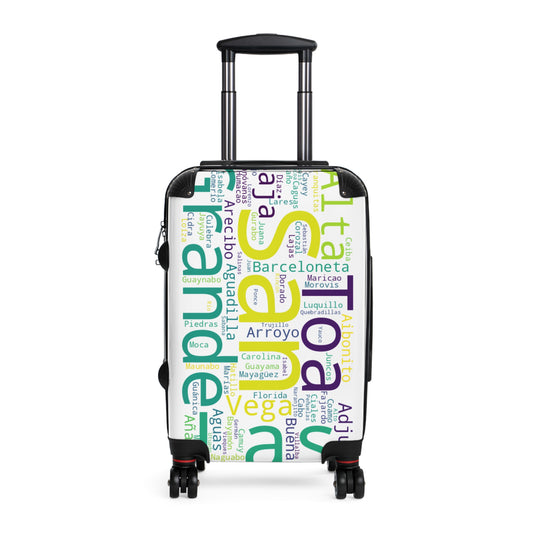 White Municipalities Of Puerto Rico Suitcase - Maleta Blanca Con Los Municipios De Puerto Rico