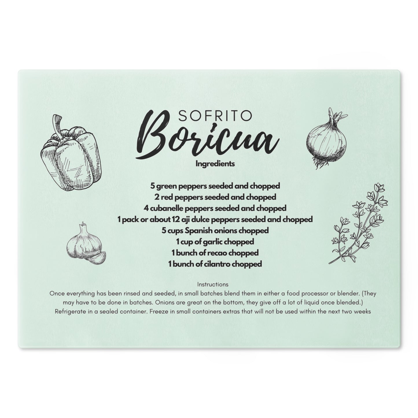 Tabla De Cortar Sofrito Boricua Puerto Rico Recipe - Cutting Board