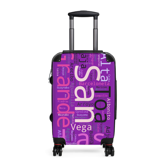 Purple Puerto Rico Suitcase - Maleta Con los Municipios de Puerto Rico