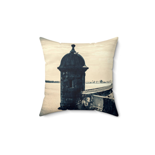 El Morro Puerto Rico Isla Del Encanto Spun Polyester Square Pillow Almohada Decorativa