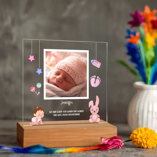 Baby Girl Personalized Acrylic Photo Lamp & Nightlight