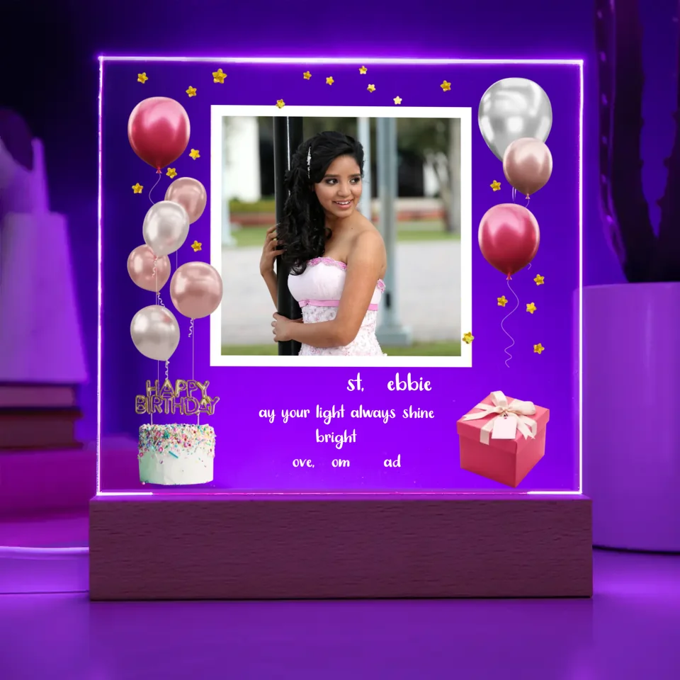 Birthday Personalized Photo Acrylic Lamp & Nightlight