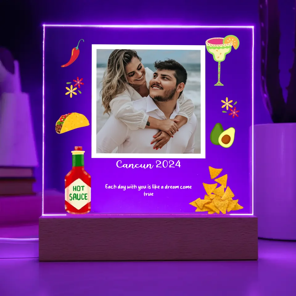 Taco Night Personalized Photo Acrylic Lamp & Nightlight