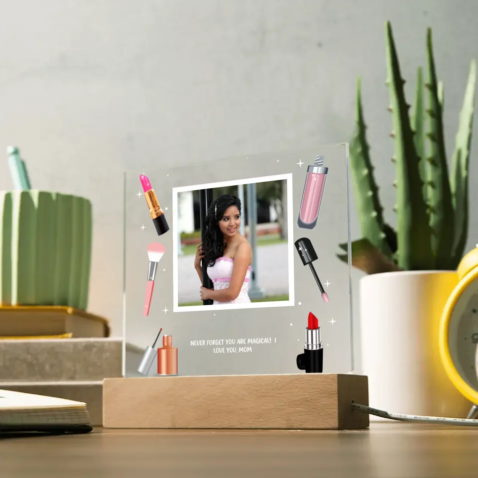 Makeup Themed Personalized Photo Acrylic Lamp & Nightlight