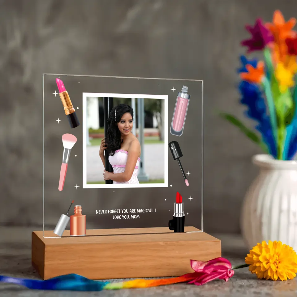 Makeup Themed Personalized Photo Acrylic Lamp & Nightlight