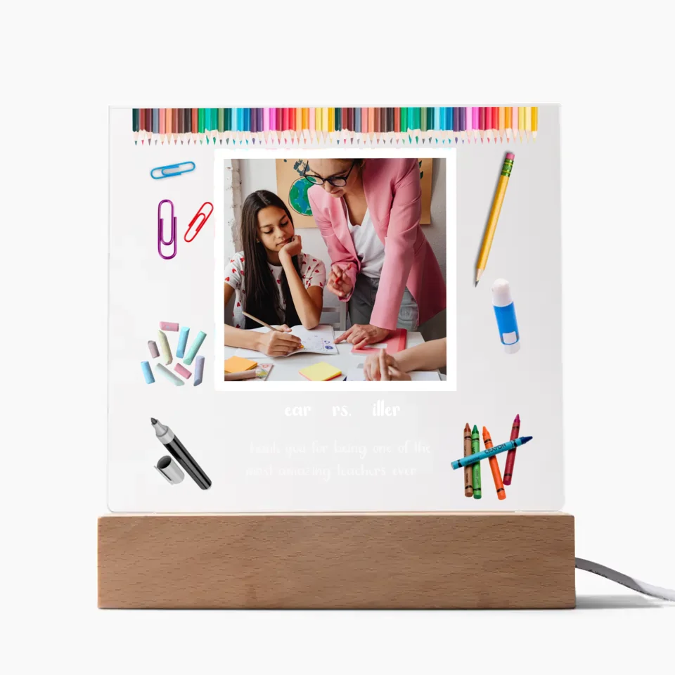 Teacher Appreciation Personalized Photo Acrylic Lamp & Nightlight