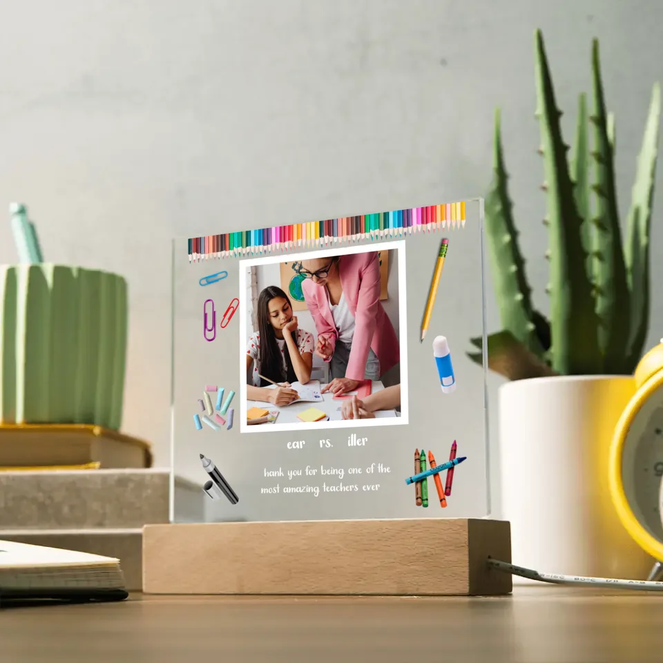 Teacher Appreciation Personalized Photo Acrylic Lamp & Nightlight