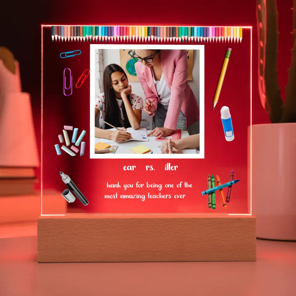 Teacher Appreciation Personalized Photo Acrylic Lamp & Nightlight