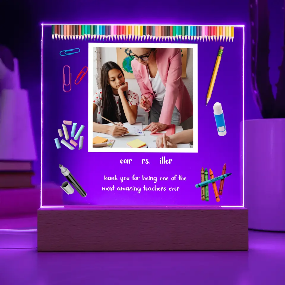 Teacher Appreciation Personalized Photo Acrylic Lamp & Nightlight