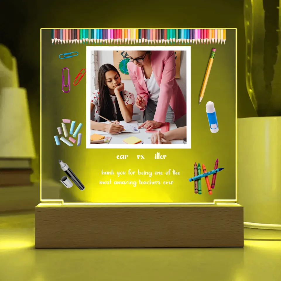 Teacher Appreciation Personalized Photo Acrylic Lamp & Nightlight